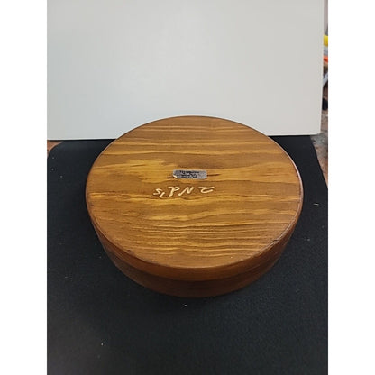 Handmade Turned Wood Turned Bowl With Lid 9" Natural Finish Tobbaco Sewing GA.