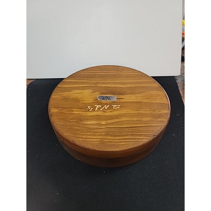 Handmade Turned Wood Turned Bowl With Lid 9" Natural Finish Tobbaco Sewing GA.