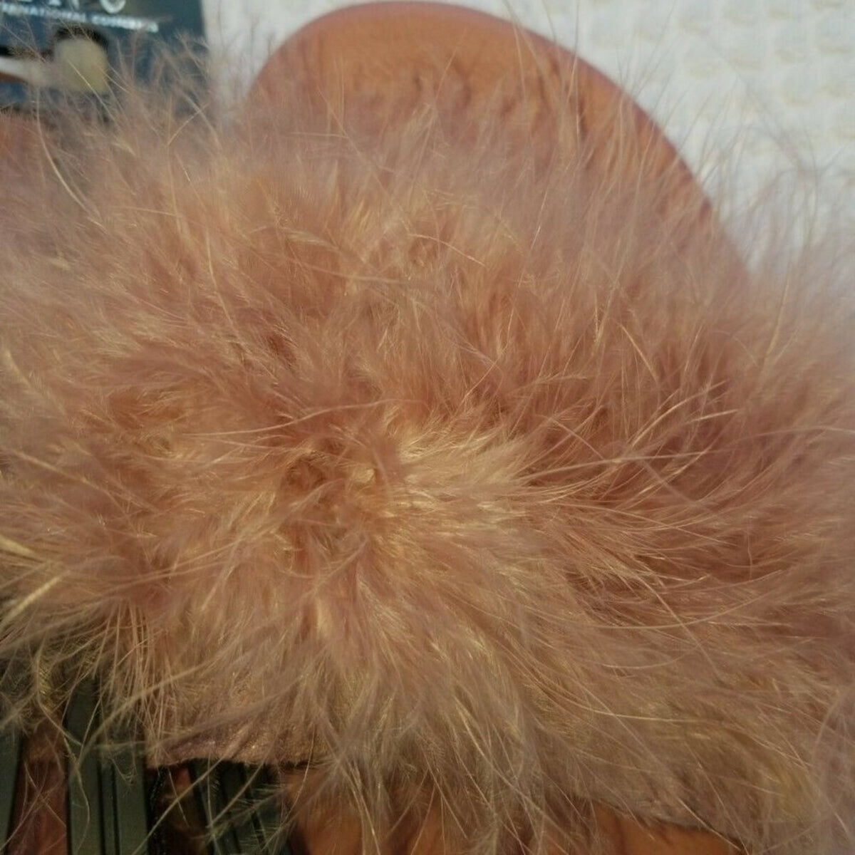 INC International Concepts Faux Feather Marabou Slide Slippers NEW XL 11-12 ROSE