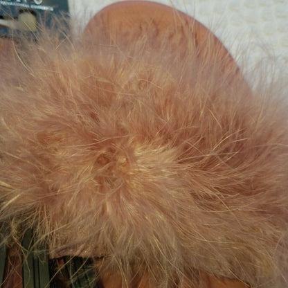 INC International Concepts Faux Feather Marabou Slide Slippers NEW XL 11-12 ROSE