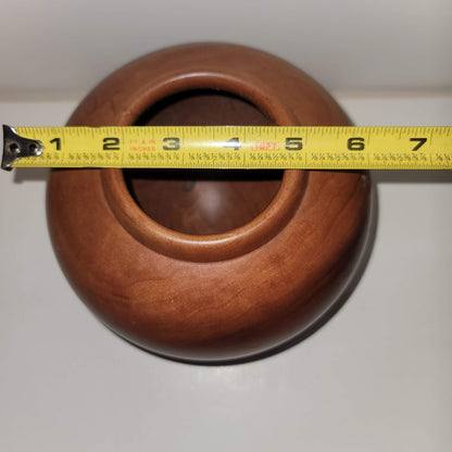 Vintage Hand turned wood vase round signed ALBERT GREGORY Black Cherry