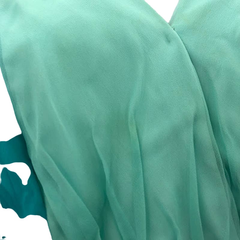 Vintage 1950s Chiffon maxi blue/green two tone Dress rhinestones Lined Small