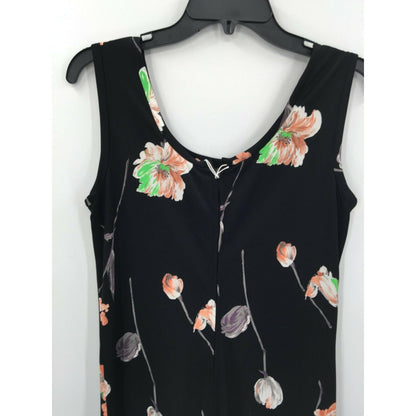 Yves Jennet Maxi & jacket Sleeveless Dress Floral Jacket Scoop Neck Black 2 pc