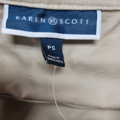 Karen Scott Small Petite Full Zip Lightweight Jacket Long Sleeve Almond Khaki PS
