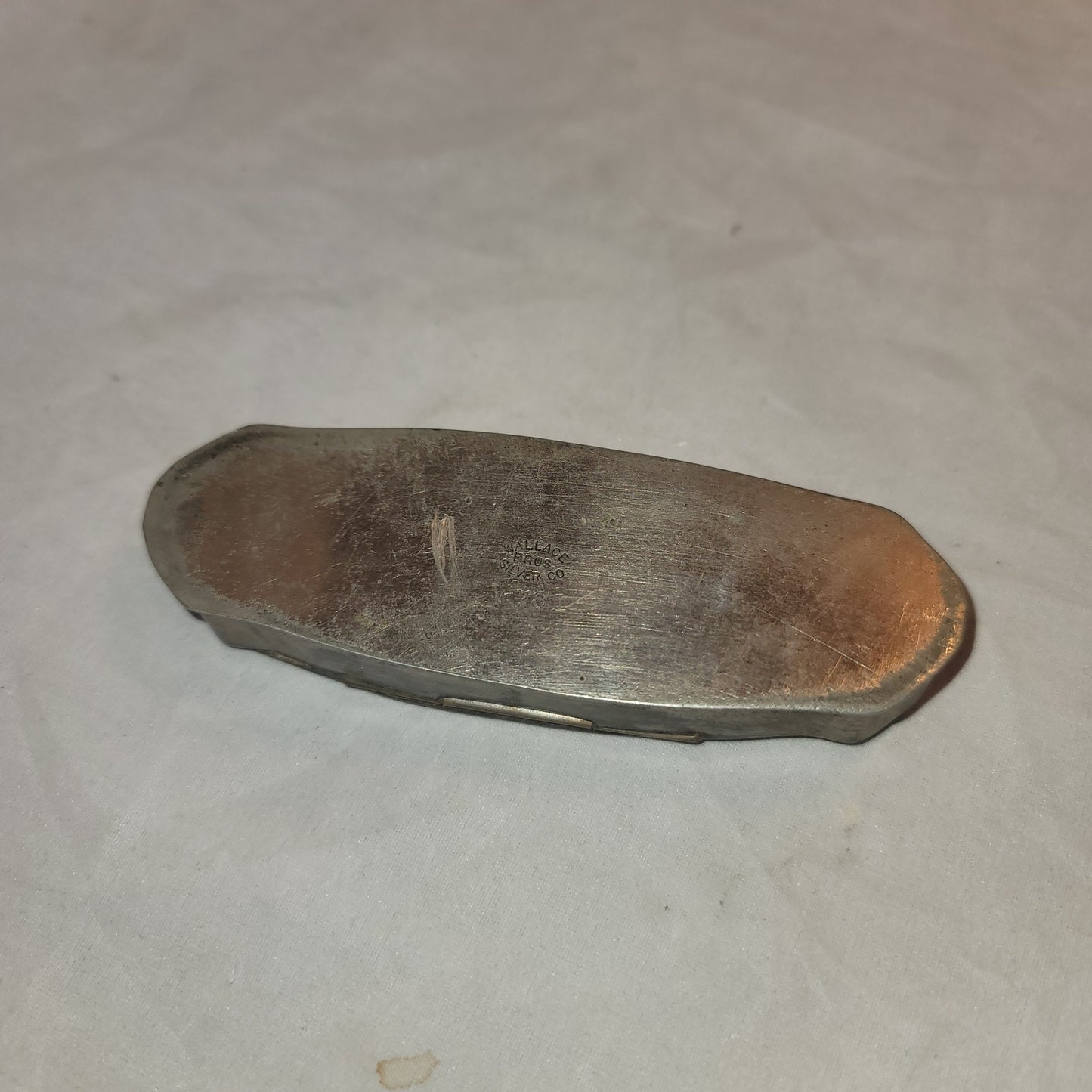 Antique Wallace Bros Silver Co Oval Snuff Box Lidded Trinket Case Victorian Art