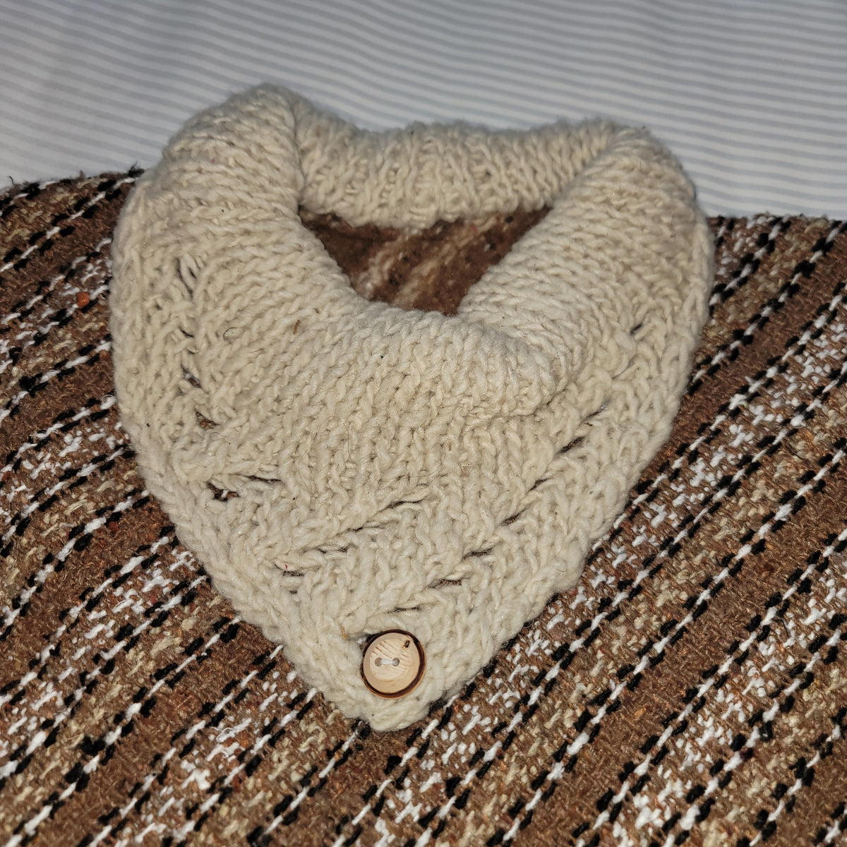Handmade heavy poncho fringe wood button Winter One Size Multicolor Wool Cotton