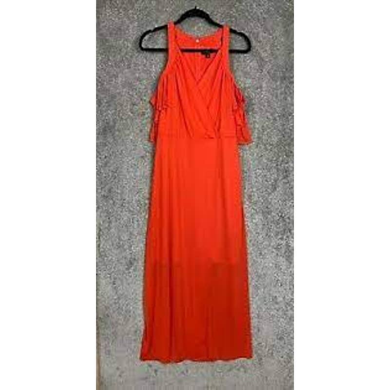 Thalia Sodi NWT Women’s Rich Coral Cold Shoulder Mesh V-neck Dress Size XSmall