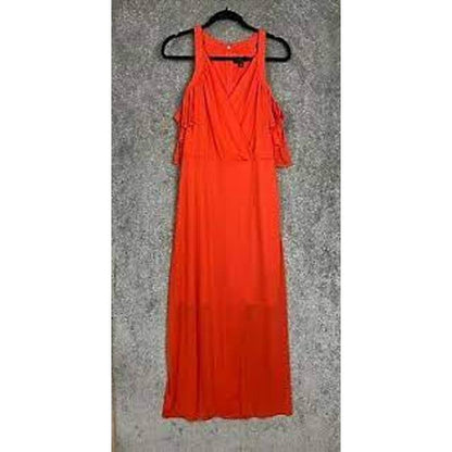Thalia Sodi NWT Women’s Rich Coral Cold Shoulder Mesh V-neck Dress Size XSmall