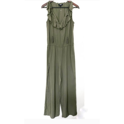 Paige Paletta Desert Olive Green Jumpsuit Large Elastic Waist Tassle Tie NO BELT