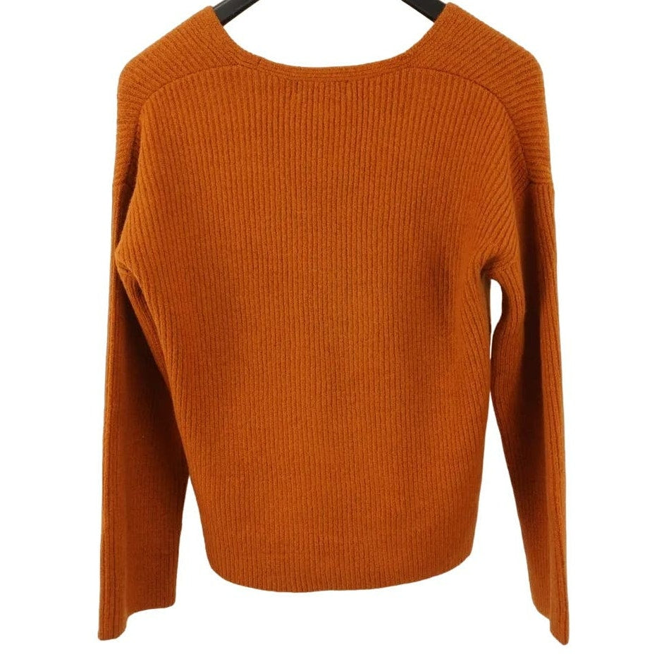 Treasure & Bond Long Flared Sleeve V-Neck Cozy Sweater Sz Medium in Rust NWT