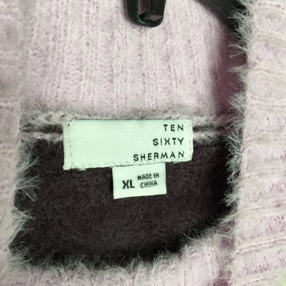 NWT Ten Sixty Sherman Fuzzy Pullover Sweater Long Sleeves Mock Neck Stripe XL