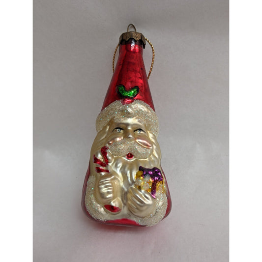Vintage Painted Blown Glass Santa Claus Christmas Tree Ornament