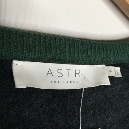 ASTR The Label Tiger Stripe V-Neck Sweater Long Sleeve Hunter Green SMALL NEW