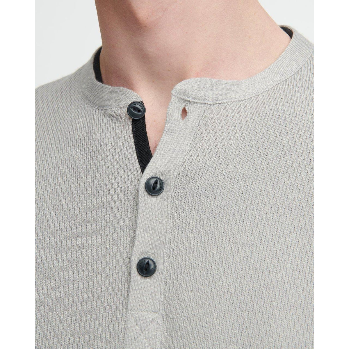 Rag & Bone NWT Gray Davis Henley 3 Button Long Sleeve Thermal Shirt XL