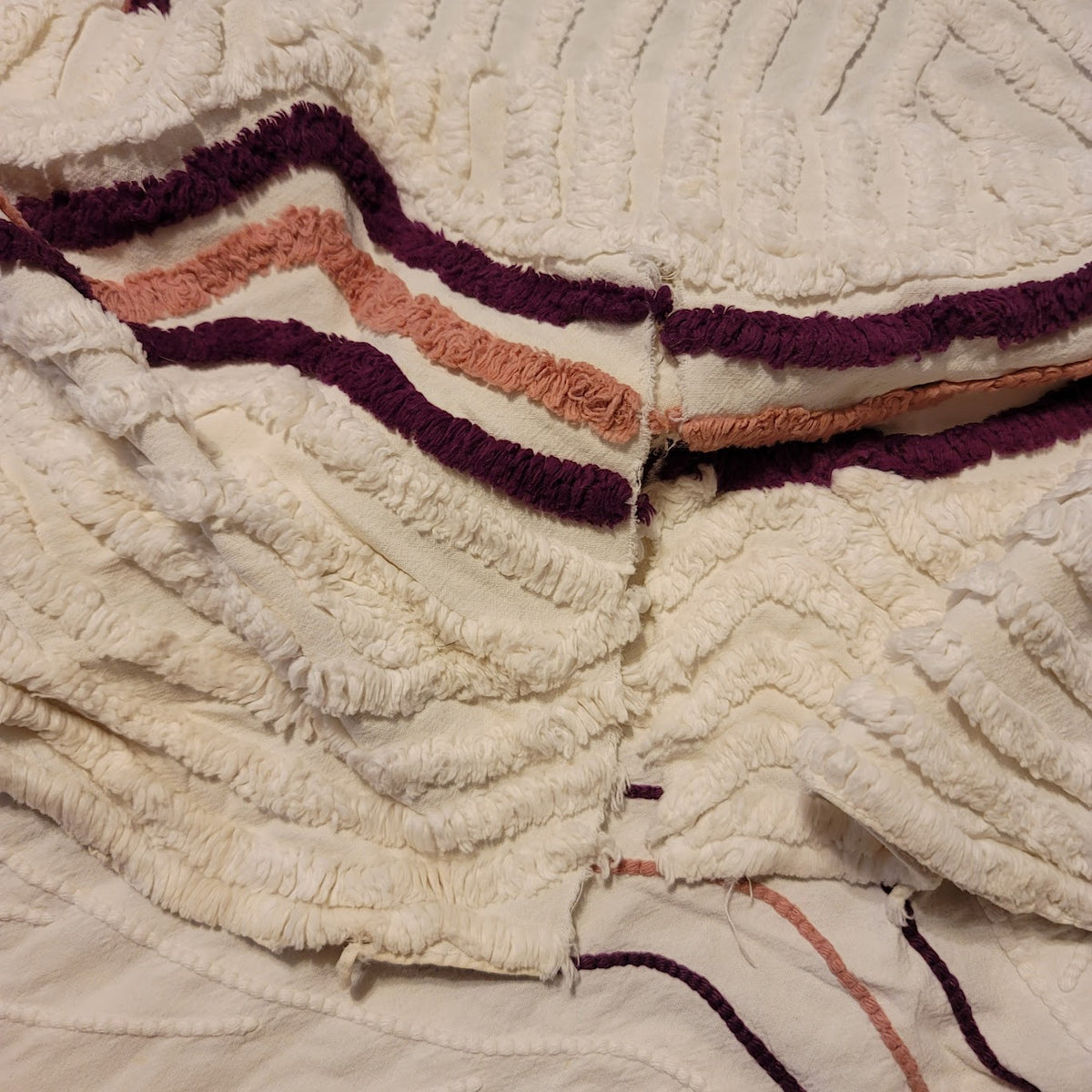 Chenille Full Bedspread Florals NEEDS REPAIR Queen cutter crafts florals flower