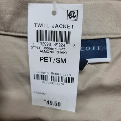 Karen Scott Small Petite Full Zip Lightweight Jacket Long Sleeve Almond Khaki PS