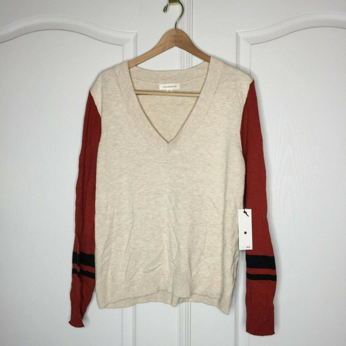 Treasure & Bond V-Neck Sweater Long Sleeves Size XXLarge NEW XXL  two tone