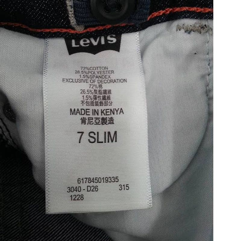 Levi's Boot Cut Slim Blue Jeans Denim Dark Wash Embroidered Girls NEW size 7