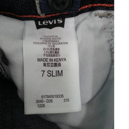 Levi's Boot Cut Slim Blue Jeans Denim Dark Wash Embroidered Girls NEW size 7
