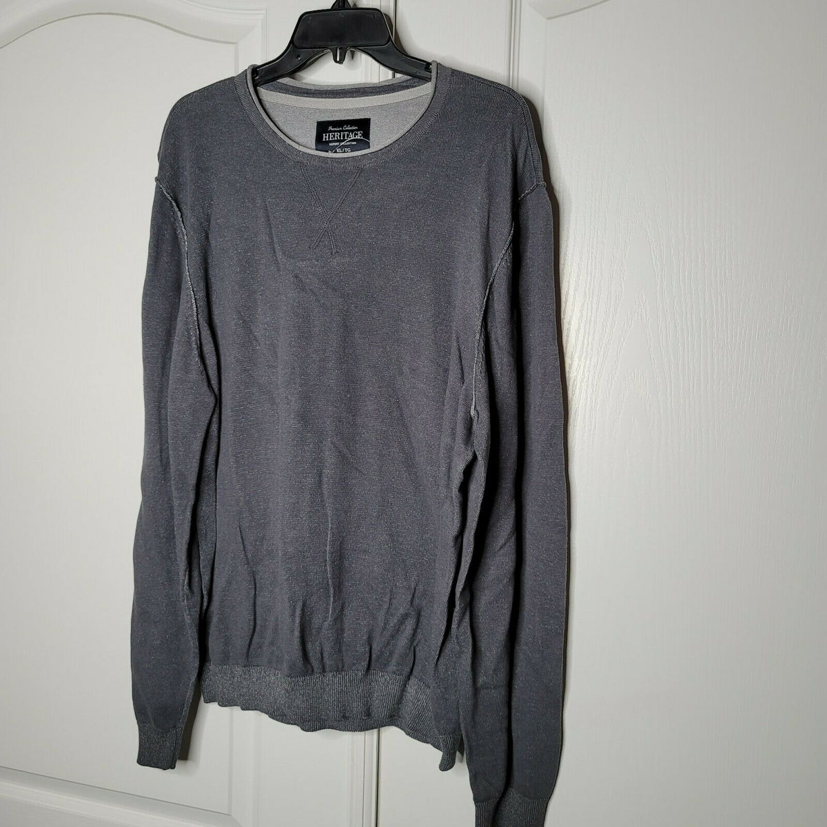Heritage Report Collection Pull Over Sweater Long Sleeves Crew Neck Charcoal XL