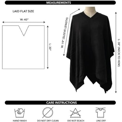 Modena Soft Knit V-Neck Open Side Kimono Poncho Sweater One Size Cream NWT