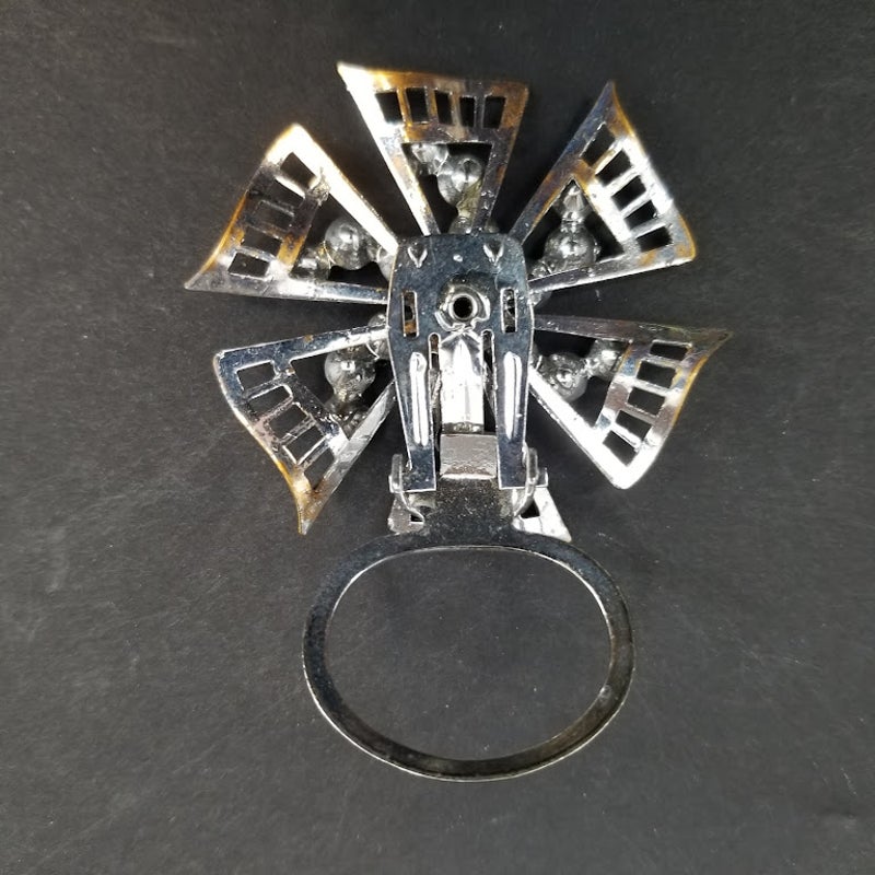 Vintage star silvertone star rhinestone scarf clip