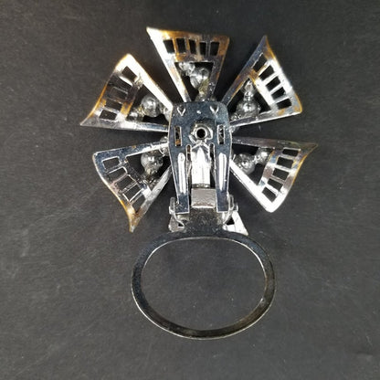 Vintage star silvertone star rhinestone scarf clip