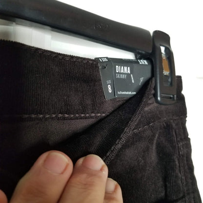 KUT From the Kloth Diana Stretch Corduroy Skinny Pants Zip Fly Mid Rise Brown 8