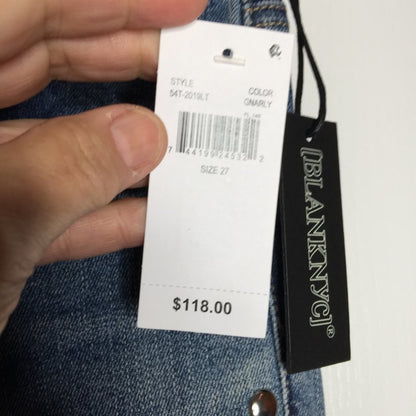 Blank Nyc The Bond Beaded Skinny Jeans Mid-Rise Medium Wash Blue Size 27