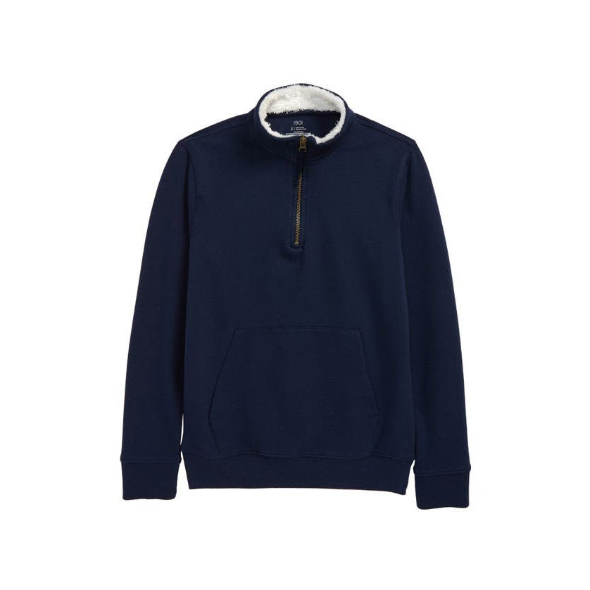1901 Kids Pop Collar Quarter-Zip Pullover Sweatshirt Long Sleeve Navy X-Large