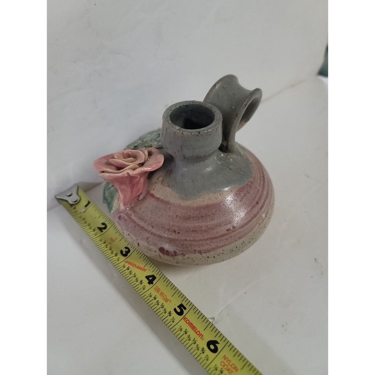 Handmade ART Pottery CANDLESTICK with Handle Signed Douglas Studio 1996