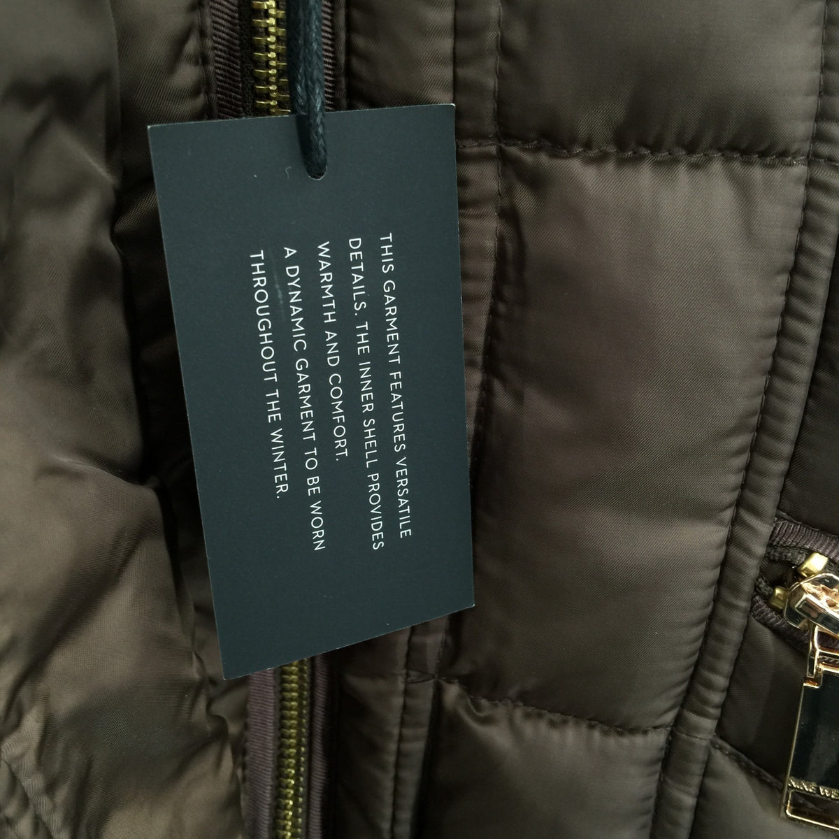 NINE WEST Women's Hooded Puffer Quilted Jackets Long Sleeves Brown Small NWT