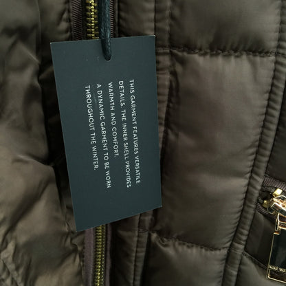 NINE WEST Women's Hooded Puffer Quilted Jackets Long Sleeves Brown Small NWT