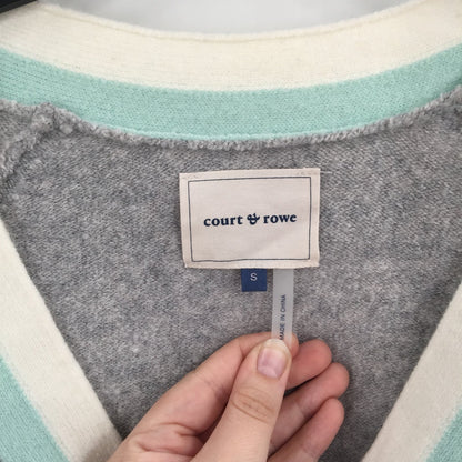 Court & Rowe Stripe Trim Button Front Cardigan Long Sleeve V-Neck Gray SZ Small