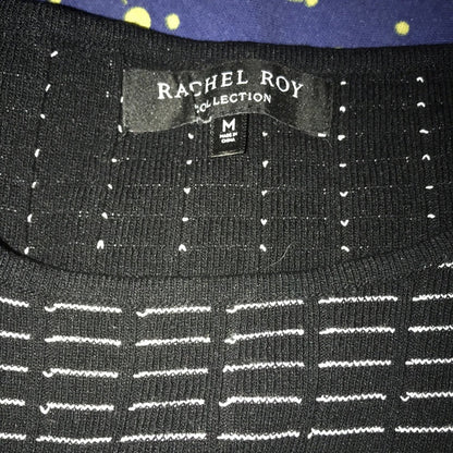 Rachel Roy Black Stone Ribbed bodycon long sleeve form fit Sweater Dress Medium