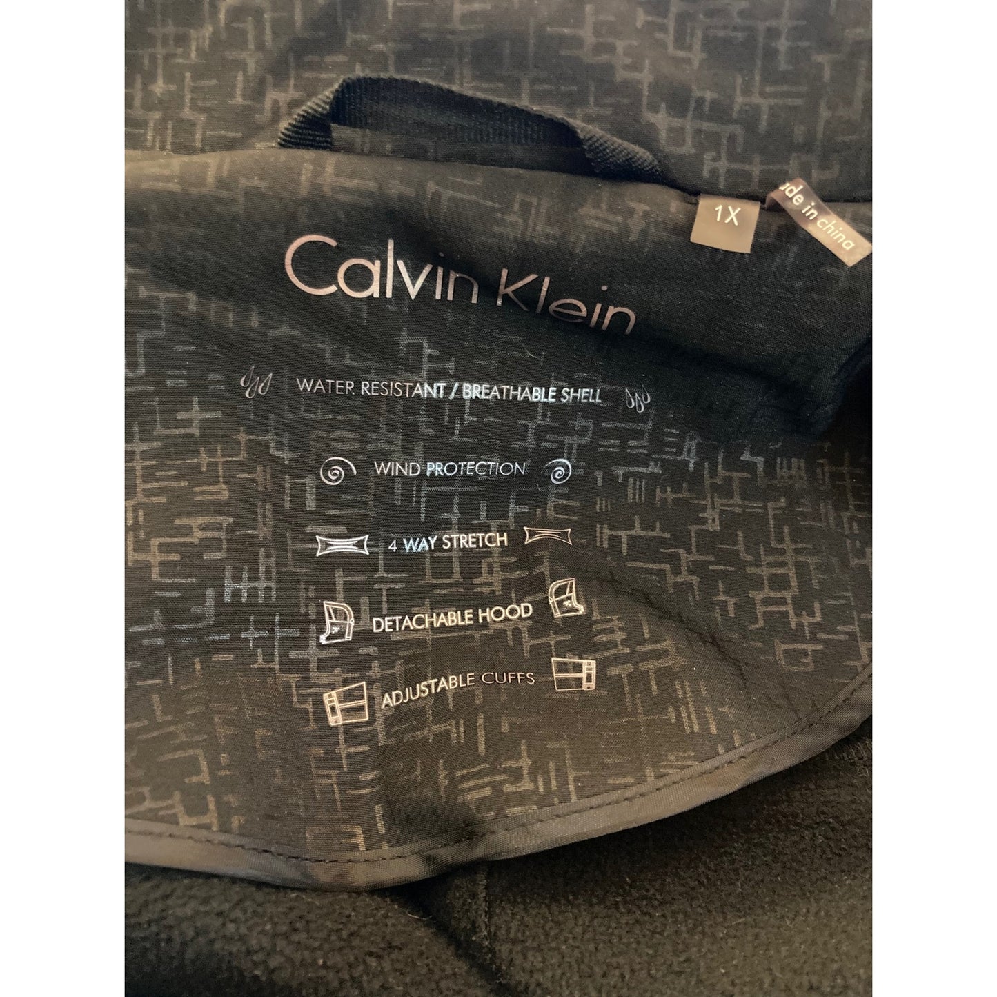 Calvin Klein Detachable Hood Water Resistant Breathable Jacket Sz 1X Black NWT