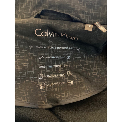 Calvin Klein Detachable Hood Water Resistant Breathable Jacket Sz 1X Black NWT