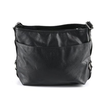 Rosetti Shoulder Bag silver Metal Accents Classic Black crosshatch pattern