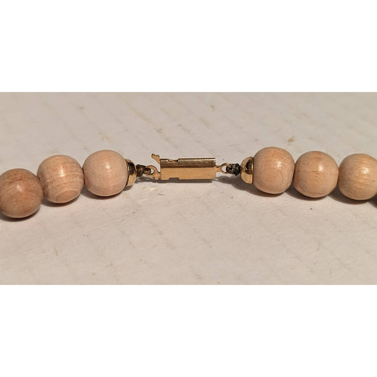 Vintage Pale Carved wood Bead Necklace Jewelry Light Browns Statement Piece