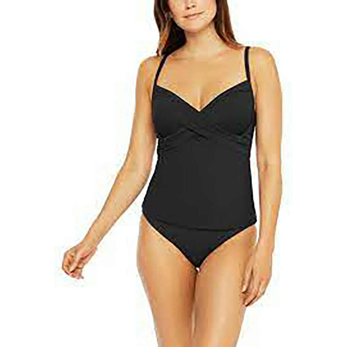 La Blanca Island Goddess Underwire Spaghetti Strap Tankini Top Sleeveless Black