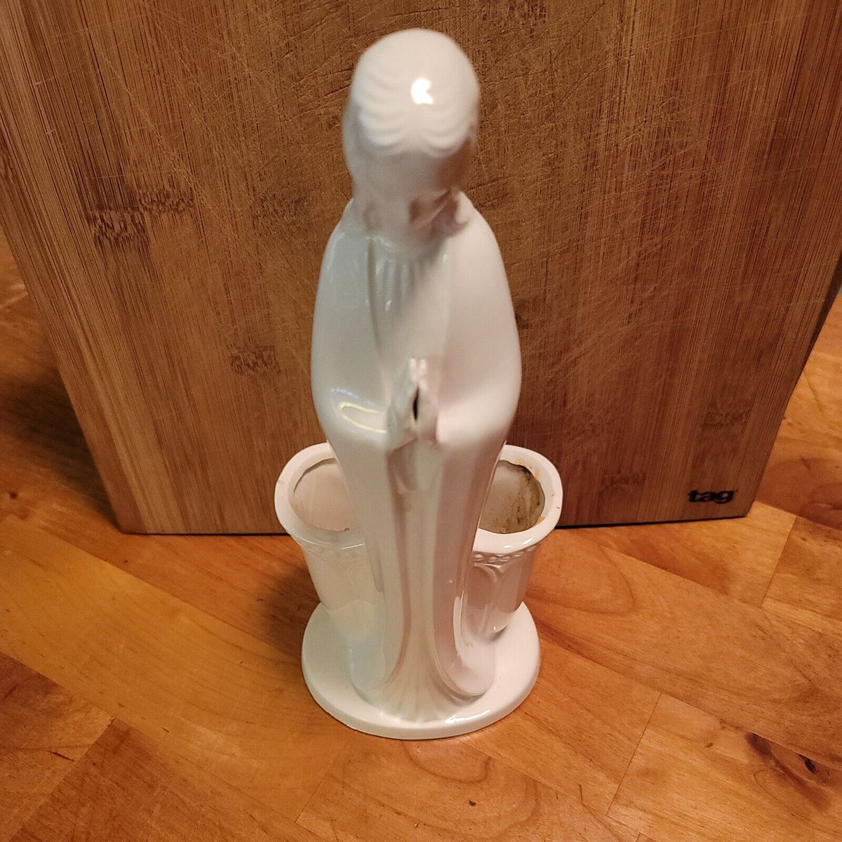 Vintage Flower Get Well Inarco Mother Mary White Ceramic Figurine Planter 10½"