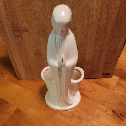 Vintage Flower Get Well Inarco Mother Mary White Ceramic Figurine Planter 10½"