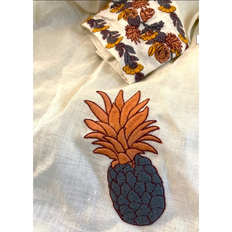Tory Burch Embroidered Beach Shirt Top Sz XS/Extra Small in Ivory Multi NWT