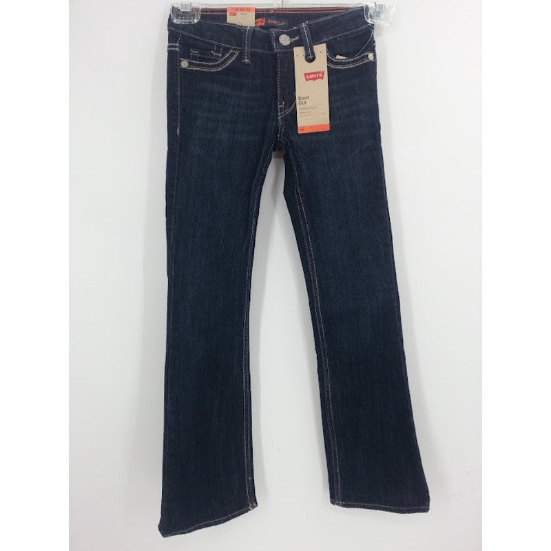 Levi's Boot Cut Slim Blue Jeans Denim Dark Wash Embroidered Girls NEW size 7