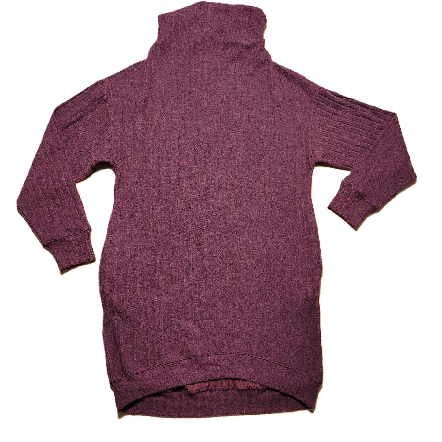 Lush Rib Knit Cowl Neck Pullover Sweater Tunic Dress Sz Small in Wine NWT