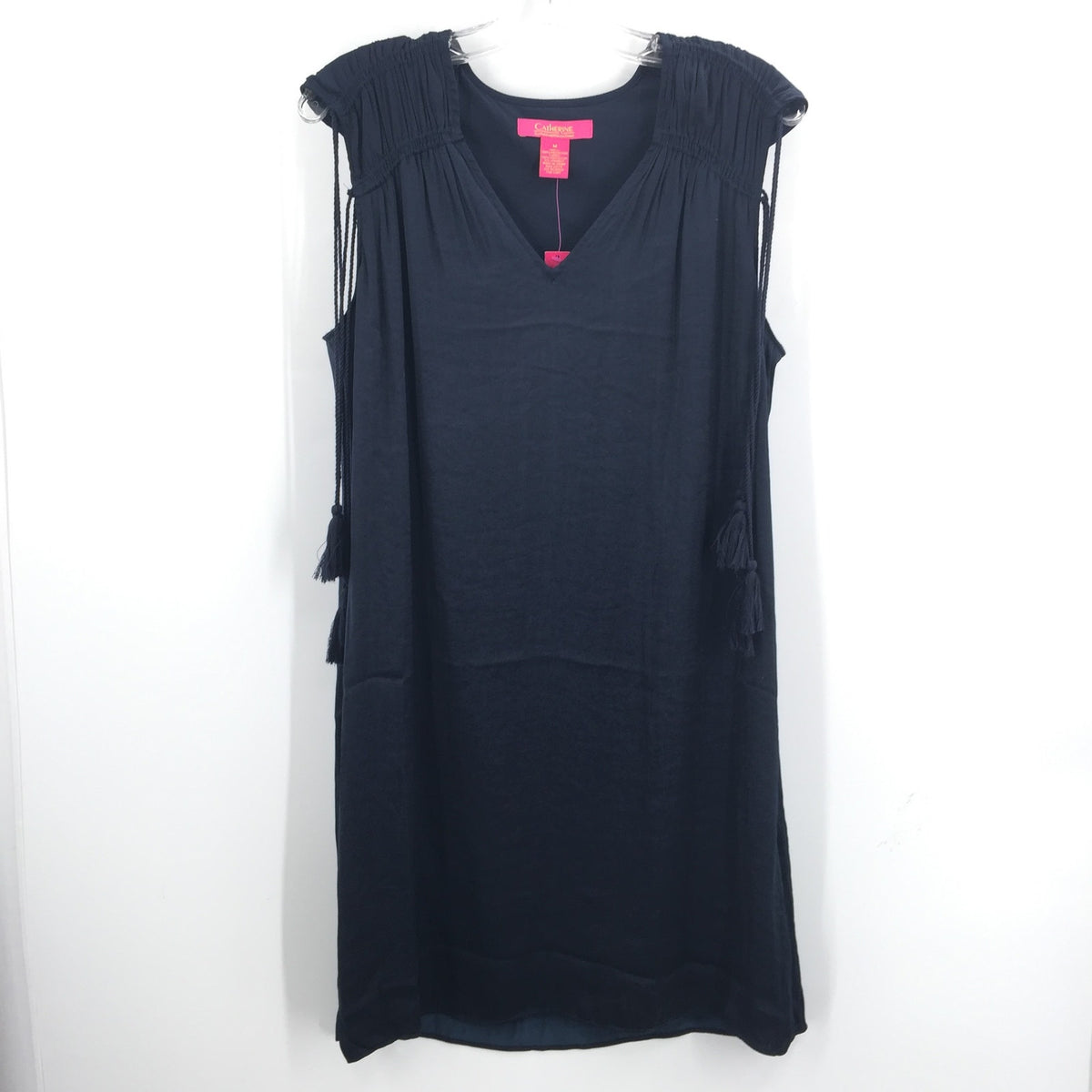 Catherine Malandrino Jules Mini Dress Tasseled Solid Dark Blue Size Medium NEW
