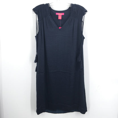 Catherine Malandrino Jules Mini Dress Tasseled Solid Dark Blue Size Medium NEW