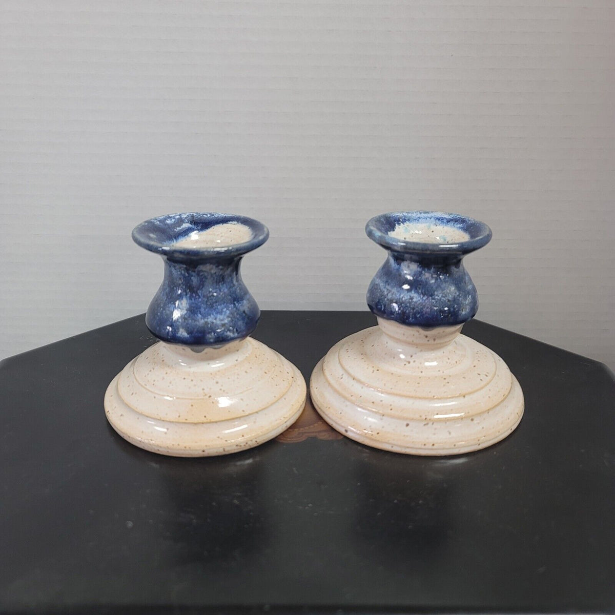Pair Of Vintage Signed DB Studio Pottery 4” Tall Candlesticks Candle Holders