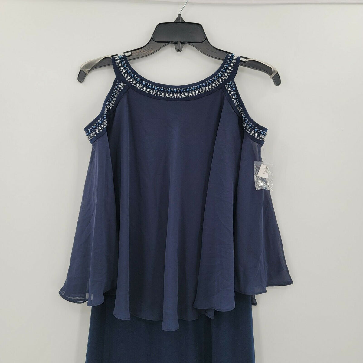 Alex Evenings Navy Cold Shoulder Butterfly Dress Size 8