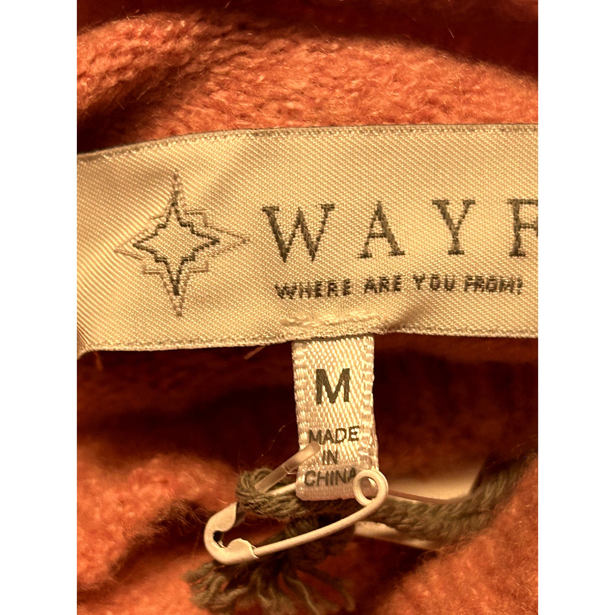 WAYF NWT Blush Pullover Knit Sweater Mock Neck Tie Waist Size Medium